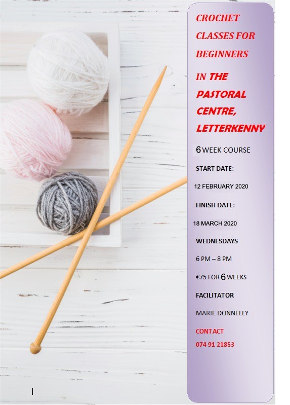 CROCHET CLASSES FOR BEGINNERS IN THE PASTORAL CENTRE, LETTERKENNY, COUNTY DONEGAL, IRELAND